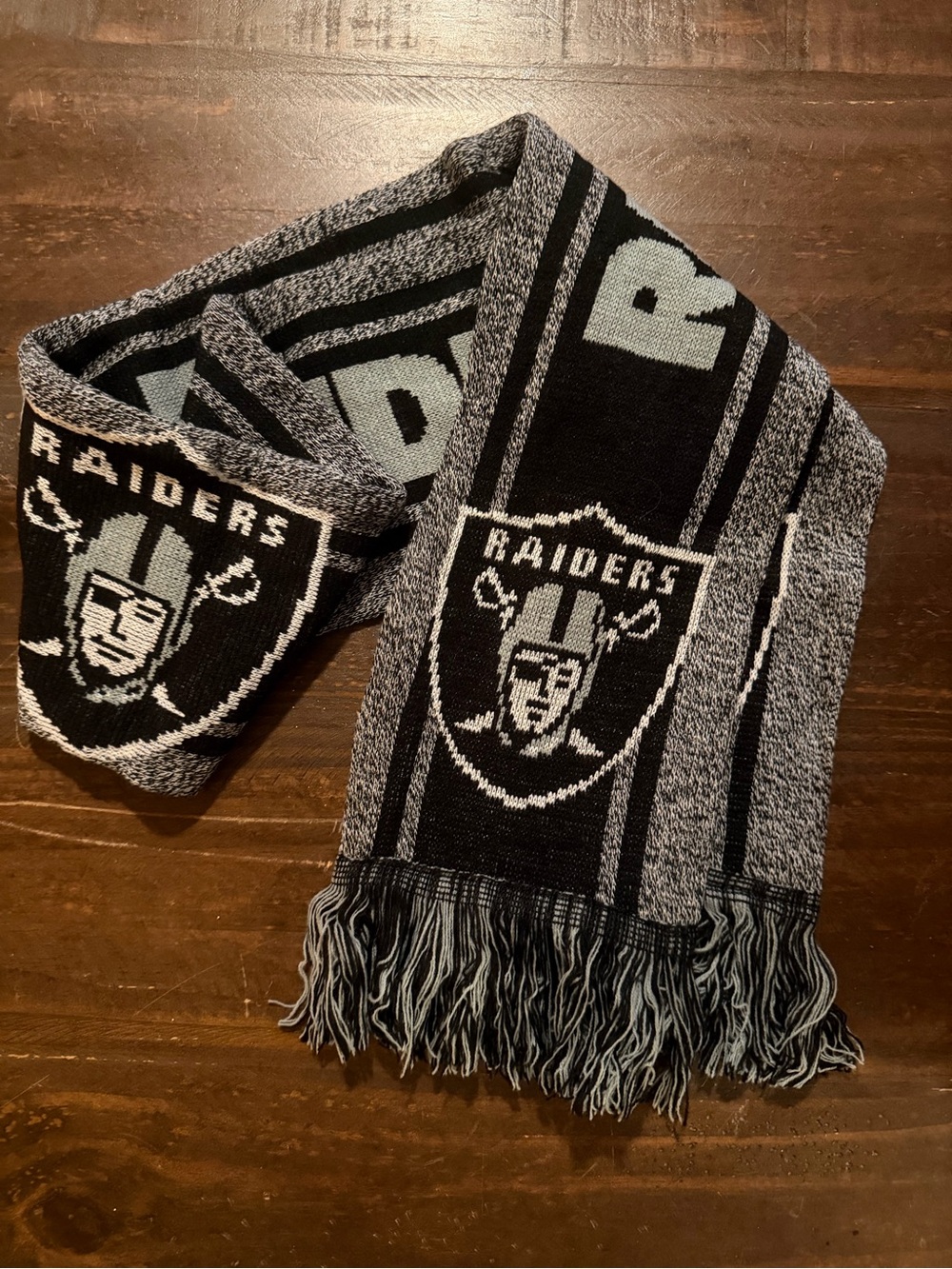 NFL Raiders Black and Gray Knit Scarf